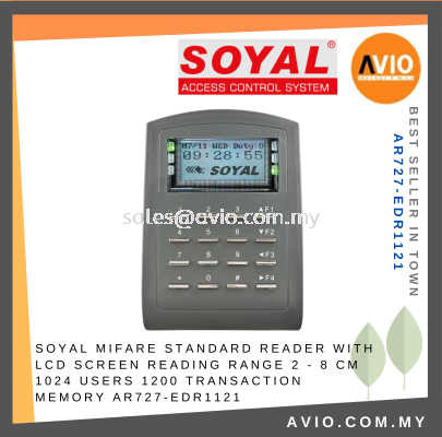 Soyal Door Access Control Weatherproof Mifare MF Reader LCD Screen Range 2 - 8CM 1024 User Support AR716EV AR727-EDR1121