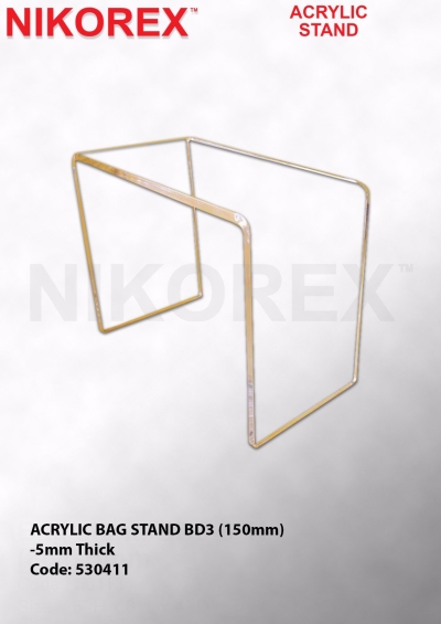 530411 - ACRYLIC BAG STAND BD3 (150mm) -5mm Thick