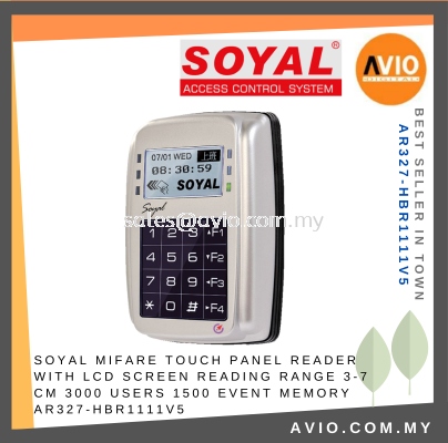 Soyal Mifare Door Access Touch Panel Keypad Reader Range 3-7CM Metal Housing LCD Screen 3000 Users AR327-HBR1111V5