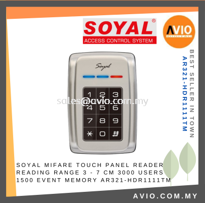 Soyal Door Access Mifare Touch Panel Reader Keypad Weatherproof Reading Range 3 - 7CM Support AR716EV AR321-HDR1111TM