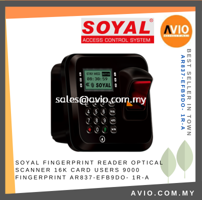 Soyal Door Access Fingerprint RFID Card Keypad Reader LCD Screen 16K Card Users 9000 Fingerprint AR837-EFB9DO-1R-A