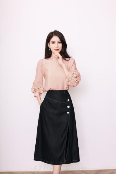 7201BB  Round Neck Panel Puff Sleeved  ��1st 40% 2nd 50% Onwards��