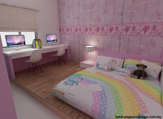 Johor Bahru Pink Tender Girl Bedroom Design Sample