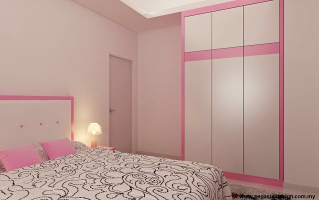 Johor Bahru Pink Tender Girl Bedroom Design Sample