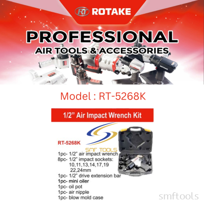 ROTAKE PROFESSIONAL AIR TOOLS RT-5268K 1/2''x680NM AIR IMPACT WRENCH SET