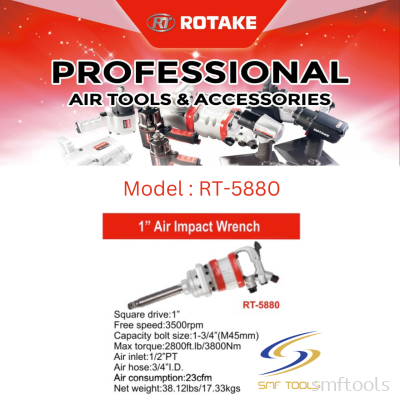 ROTAKE PROFESSIONAL AIR TOOLS RT-5880 1''x3800NM AIR IMPACT WRENCH