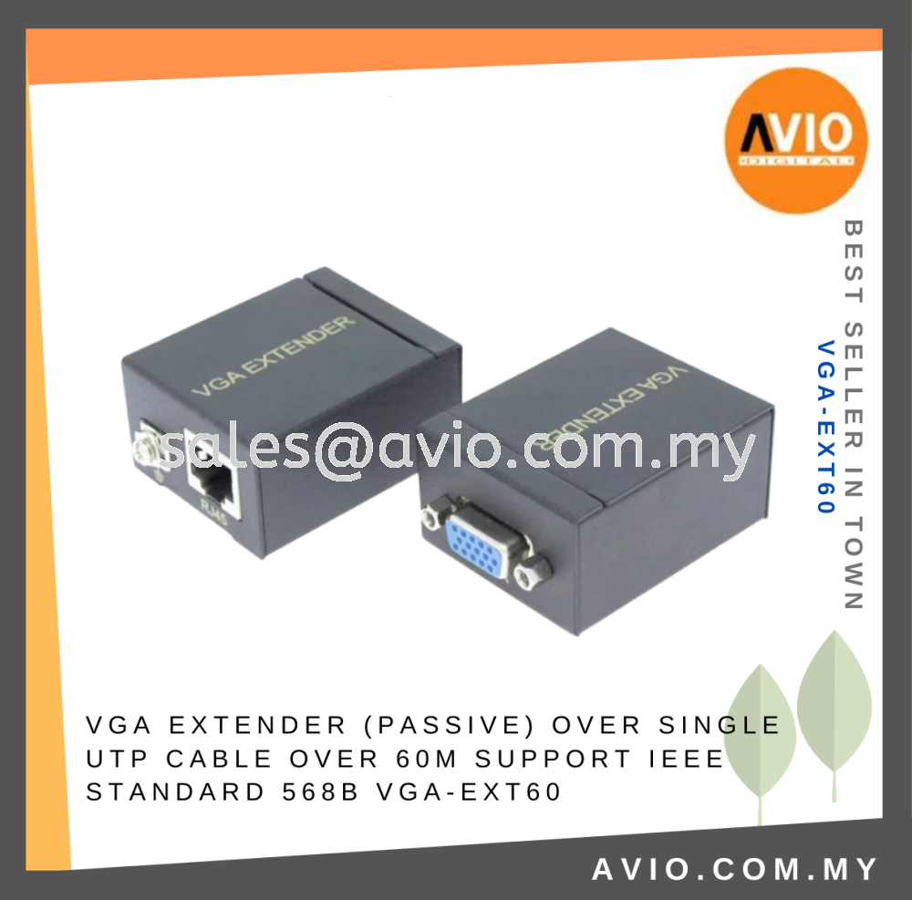VGA Extender Passive Over RJ45 Single UTP Lan Network Cable Over 60M 60  Meter TX and RX no Power Required VGA-EXT60 CCTV ACCESSORIES AVIO Johor  Bahru (JB), Kempas, Johor Jaya Supplier, Suppliers,