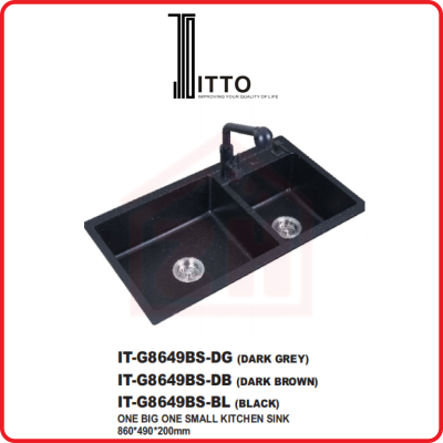 ITTO 2 Bowls Sink IT-G8649BS-DG / DB / BL