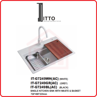 ITTO Single Sink With Waste & Basket IT-G7249WH(AC)