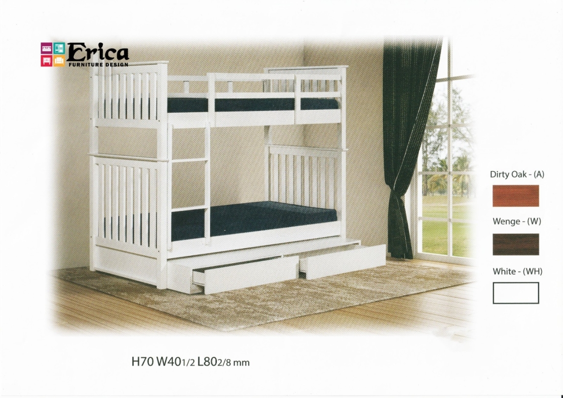 Wooden Double Decker 1248 Double Decker Wooden Bed Bed & Bedframe Choose Sample / Pattern Chart