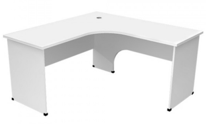 Full white L shape table with particle board