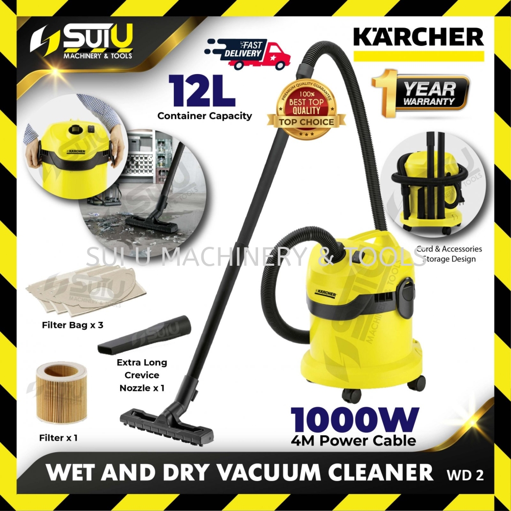 KARCHER WD2 12L Wet & Dry Vacuum Cleaner 1000W w/ Free 3 PCS Paper