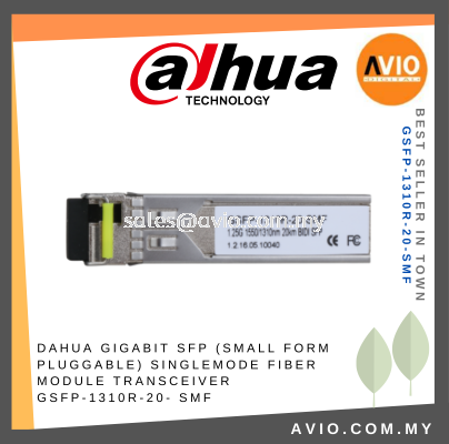 Dahua Gigabit Single Mode SFP Fiber Optic Module Transceiver 1Gbps 20km LC Connector 1310nm/1550nm GSFP-1310R-20-SMF