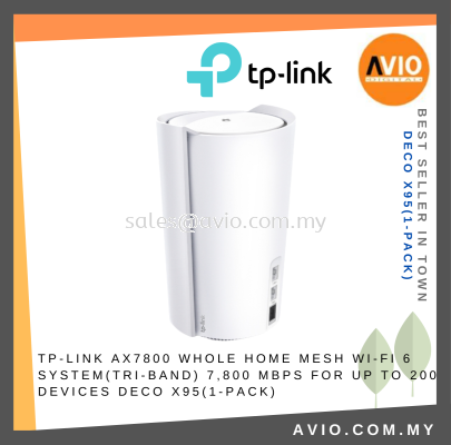 TP-LINK Tplink AX7800 Tri Band Whole Home 8 Stream Antenna Mesh Wifi Wi-Fi 6 7800Mbps Up To 200 Device Deco X95(1-Pack)