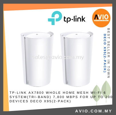 TP-LINK Tplink AX7800 Tri Band Whole Home 8 Stream Antenna Mesh Wifi Wi-Fi 6 7800Mbps Up To 200 Device Deco X95(2-pack)