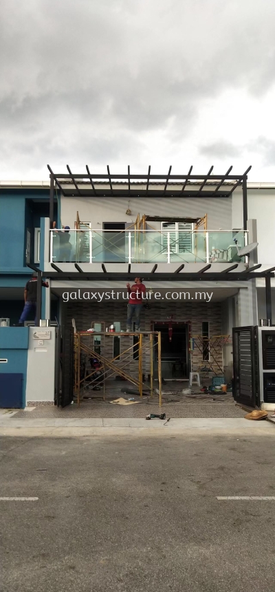 To Fabrication and Install new Pergola Mlid Steel Acp Awning Paint - Klang Indah