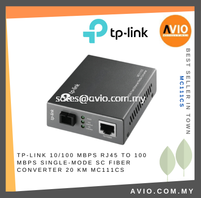 TP-LINK Tplink Fiber Media Converter 10/100 Mbps RJ45 to 100 Mbps Single Mode SC Fiber Converter 20KM Rack Mount MC111CS