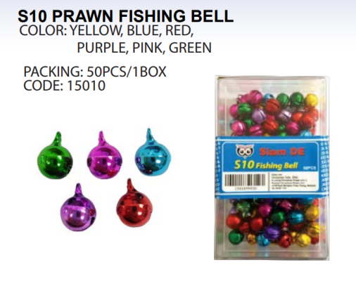 S10 PRAWN FISHING BELL Yellow Blue Red Purple Pink Green - 15010