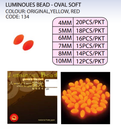 LUMINOUES BEAD - ORIGINAL,YELLOW, RED OVAL SOFT - 134