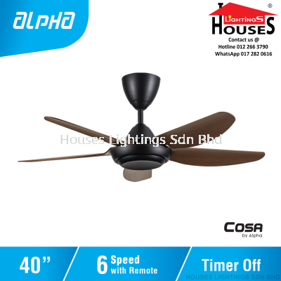 ALPHA Cosa - CX8 40 Inch Ceiling Fan with 5 Blades (6 Speed Remote) - WALNUT(BK+WN)