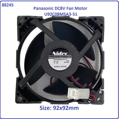 Code: 88245 Panasonic Refrigerator Fridge Fan Motor U92C08MS2A3-51 DC8V 0.11A (2 Wire)