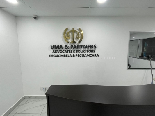 UMA & Partners - Indoor Stainless Steel Gold Mirror Backlit Signage - Klang 