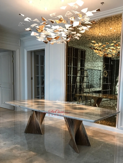 Luxury Marble Dining Table / 9ft / Palisandro / 10 Seaters