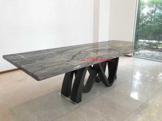 Luxury Italian Marble Dining Table / Arabescato Orobico / 10 Seaters