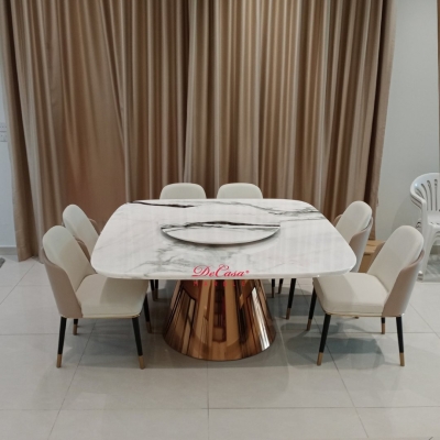Luxury Square White Marble Dining Table / Panda White / 8-10 Seaters