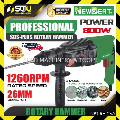 NEWBEAT NBT-RH-26A 26MM SDS-PLUS Rotary Hammer / Tukul Putar 800W 1260RPM