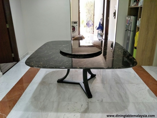 Square Marble Dining Table For 8 Seaters - Portoro Gold Marble