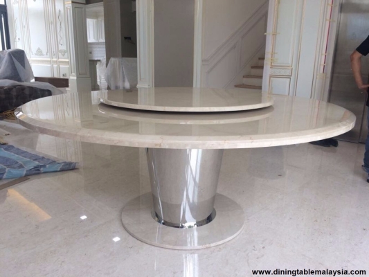 Large Round Beige Marble Table