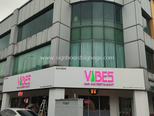 Vibes Bar And Restaurants - 3D LED Frontlit With Aluminum Panel Base - Puchong  