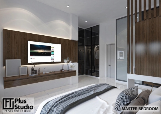 Double Storey Master Bedroom With TV Console Design In Bandar Rimbayu