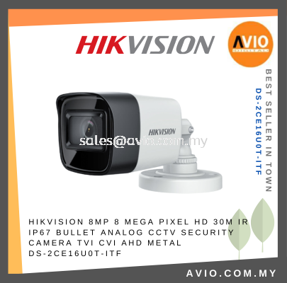 Hikvision 4K 8MP 8 Megapixel HD 30m IR IP67 Bullet Analog CCTV Security Camera TVI CVI AHD Metal DS-2CE16U0T-ITF