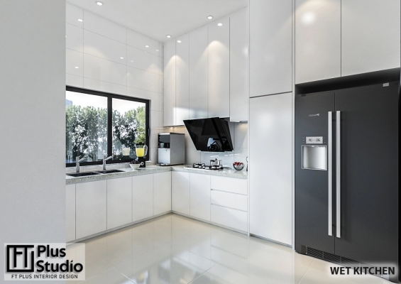 White Color Kitchen Cabinet With Fridge Space Design In Semi-D Teluk Intan Perak 