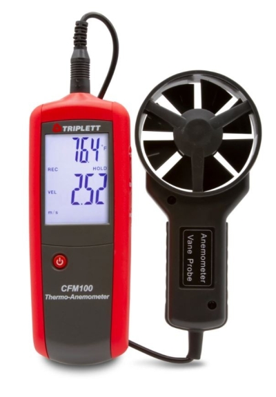 CFM-CMM THERMO-ANEMOMETER: MEASURES AIR VELOCITY, AIR FLOW & AIR TEMPERATURE - (CFM100)