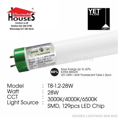 YET LED T8 TUBE - 4FT - 28W