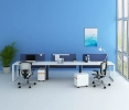 Simple office workstation for 6 pax Blue colour design Office furniture selangor Office Workstation