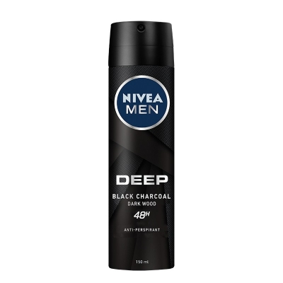 Nivea Body Spray Men Deep Black Charcoal Dark Wood 150ml