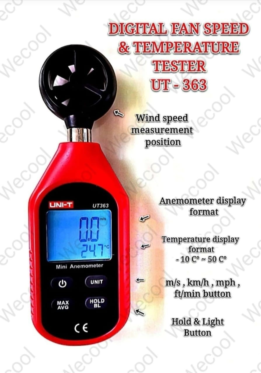 UNI-T UT-363 DIGITAL FAN SPEED & TEMPERATURE TESTER (ANEMOMETER) UNI-T ...