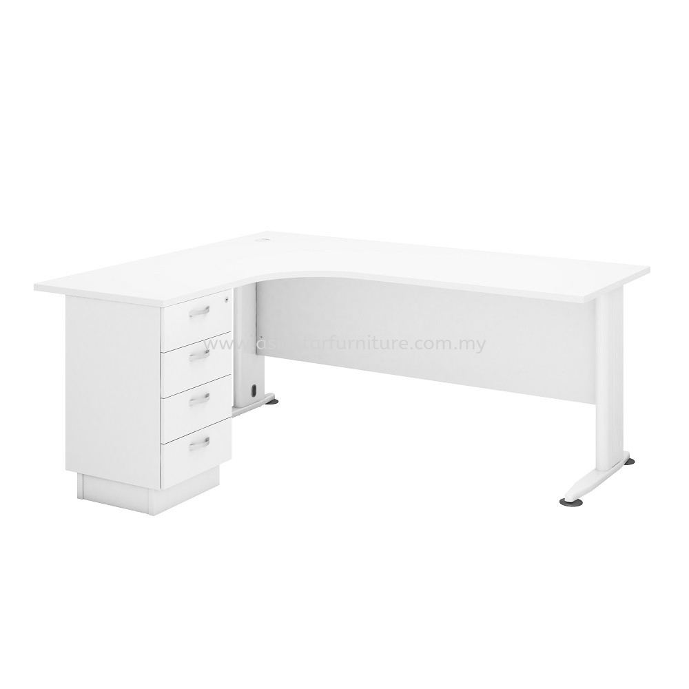 HADI 6 FEET L-SHAPE EXECUTIVE OFFICE TABLE WITH FIXED PEDESTAL 4D AHL1815-4D - Bukit Bintang | Kampung Baru | Datuk Keramat