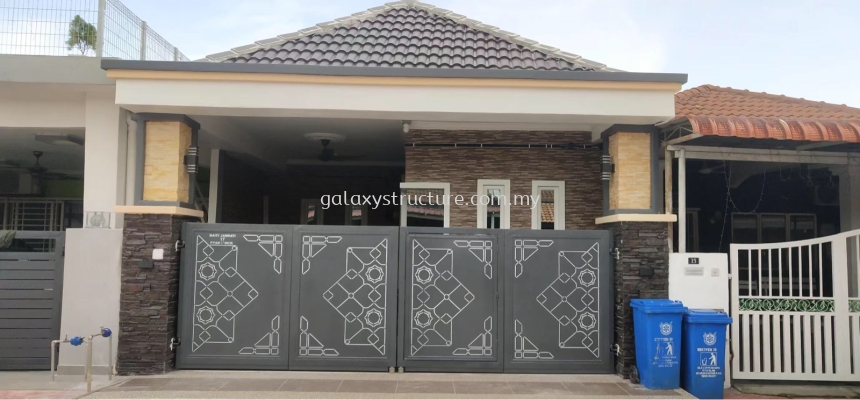 To Fabrication Special New Design Laser Cut Custom Make Galvanized Powder Coated Folding Gate with Small Door - Jalan Tanjung Agas 30/143, Seksyen 30, 40460 Shah Alam.