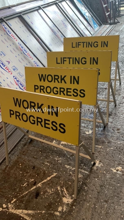 "WORK IN PROCESS" OPEN A SHAPE SIGNAGE