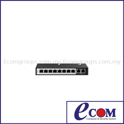 250M 10-Port Fast Ethernet Switch with 8 PoE Ports and 2 Uplink Ports