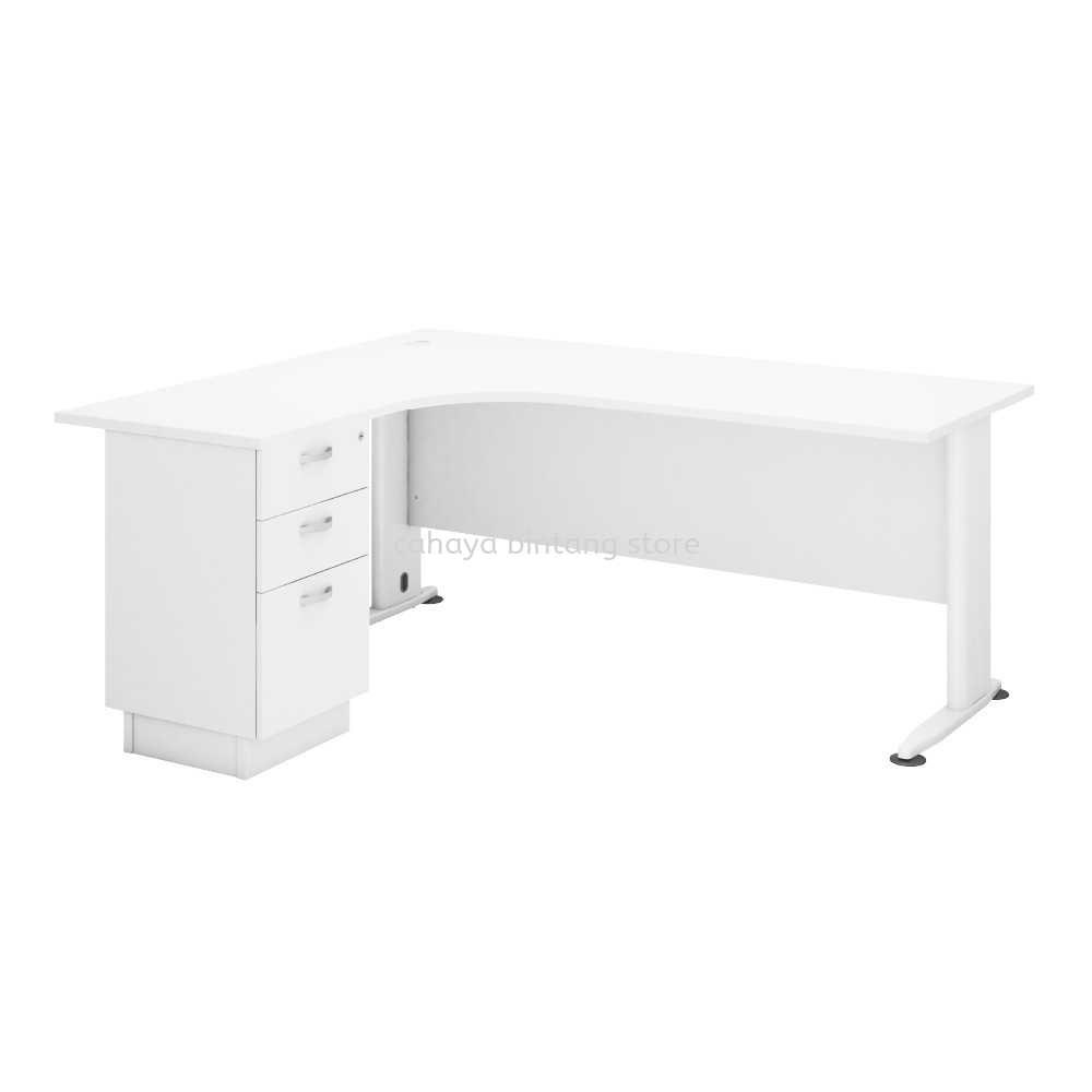 HADI 5 FEET L-SHAPE EXECUTIVE OFFICE TABLE METAL J LEG C/W WOODEN MODESTY PANEL AHL 1515-3D - l-shape office table rawang | l-shape office table ampang | l-shape office table kota damansara