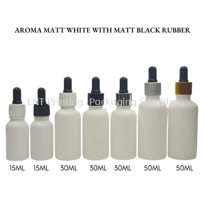 Aroma Matt White Bottle with Dropper Matt Black Rubber 