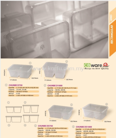 2 compartment Rectangle Container With Lid