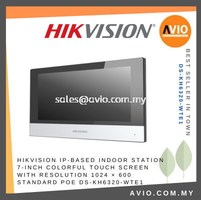 Hikvision IP Based Indoor Station 7Inch Colorful Touch Screen PoE Max 5 for IP Video Intercom DS-KIS603-P DS-KH6320-WTE1