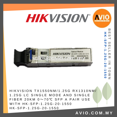 Hikvision SFP Single Mode Module LC Connector Single Fiber 20km SFP Pair use w HK-SFP-1.25G-20-1310 HK-SFP-1.25G-20-1550